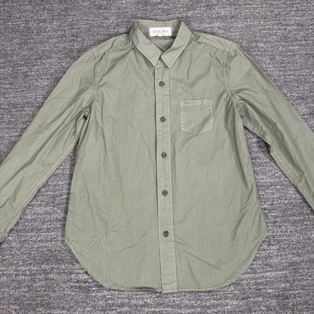 Alex Mill Wash & Go Shirt Men Small Olive Green Button Up Workwear Classic